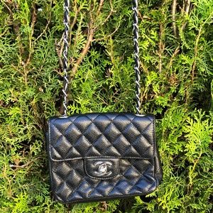 CHANEL Small Black Cross Body Quilted Purse
